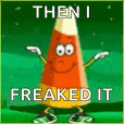 a cartoon of a candy corn with a face and arms and legs .