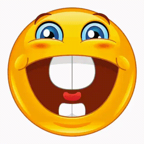 a cartoon smiley face with a big smile and a missing tooth