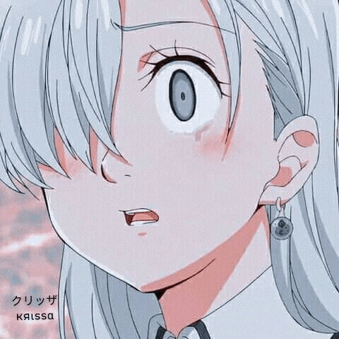 elizabeth from the seven deadly sins is wearing earrings and has a very surprised look on her face .