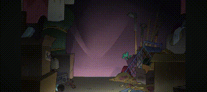 a pixel art of a door with a cat 's eye on it .
