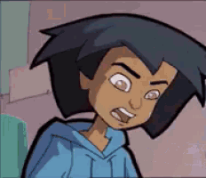 a close up of a cartoon character 's face with his mouth open