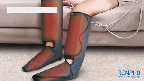 a woman is sitting on a couch wearing a pair of renpho socks
