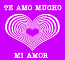 a purple heart with the words te amo mucho mi amor on it