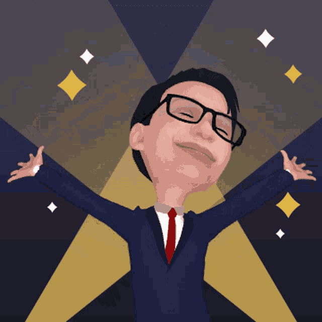 a cartoon of a man with his arms outstretched