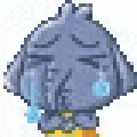 a pixel art of a cartoon character crying with tears running down his face .
