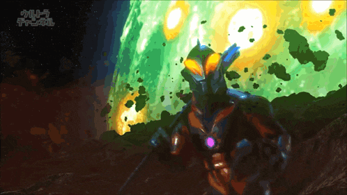 a drawing of a superhero with a purple light on his chest