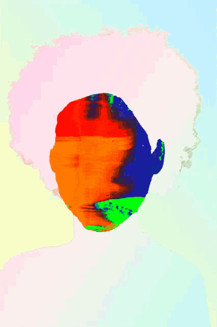a colorful drawing of a person 's face with a rainbow of colors