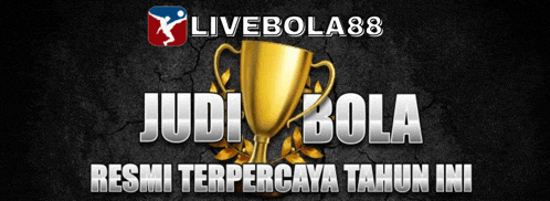 an advertisement for livebola88 with a gold trophy in the center