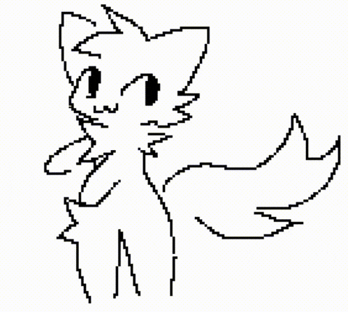 a pixel art drawing of a cat with a long tail