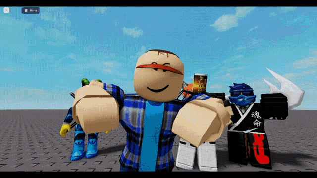 a screenshot of a roblox game shows a man with a bandana on his eyes