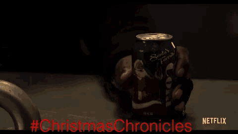 a can of soda that says santa 's favorite is on a table