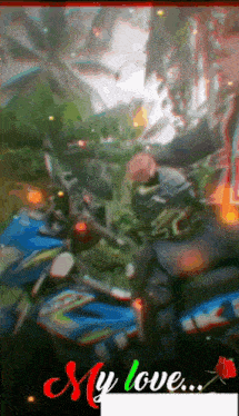 a picture of a motorcycle with the words my love