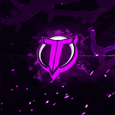 a purple background with the letters t and e