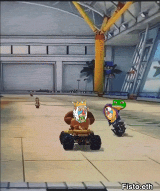 a video game with a king and a frog on it and the words fist.eth at the bottom
