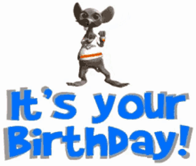 a chihuahua is standing in front of the words it 's your birthday