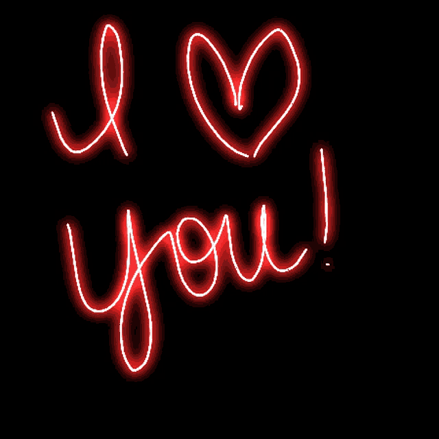 a neon sign that says i love you on a black background