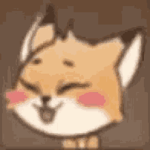 a close up of a cartoon fox 's face with its eyes closed .