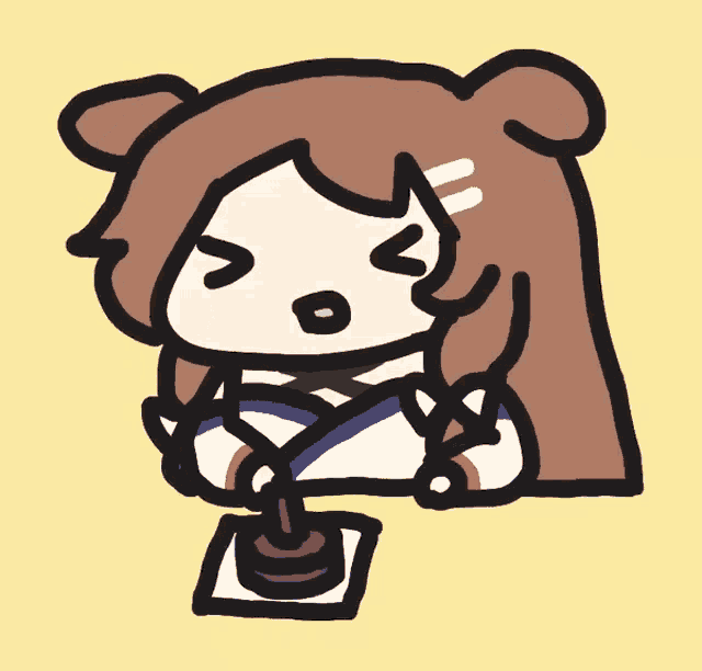 a drawing of a person with a bear 's head on their head