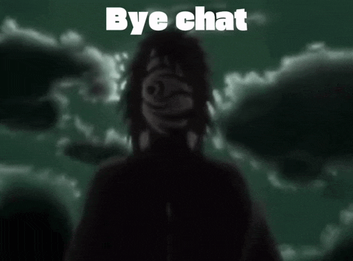 a picture of a cloudy sky with the words bye chat below it