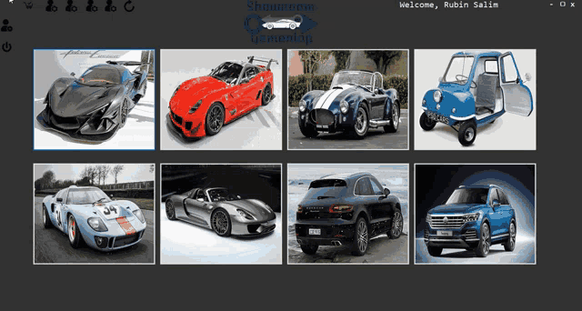 a showroom elementary website displays various cars