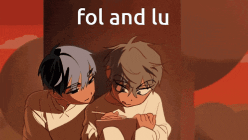 two anime characters with the words fol and lu on the bottom