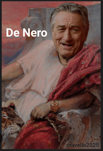 a painting of a man with the name de nero written on it