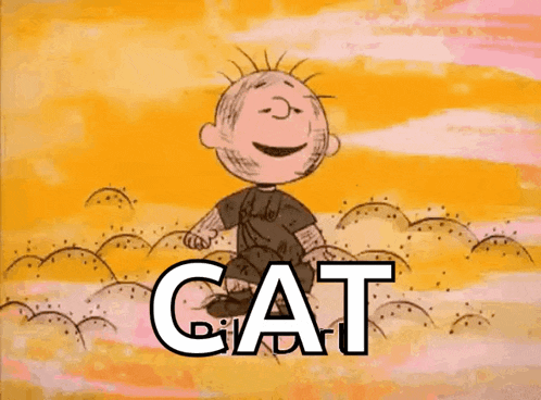 a cartoon character with the word cat on the bottom right