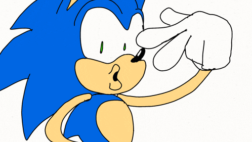 a drawing of a sonic the hedgehog with a white glove on