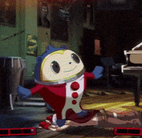 a cartoon character in a red white and blue outfit