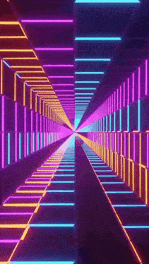 a tunnel with a lot of neon lights going through it