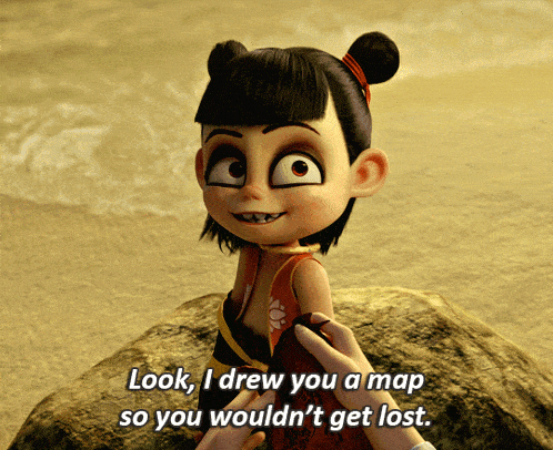 a cartoon character with the words look i drew you a map so you wouldn 't get lost