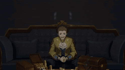 a man sitting in a chair with his arms outstretched in front of a shadow