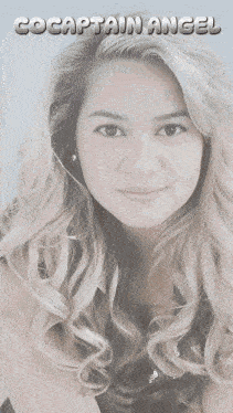 a woman with blonde hair and the name cocaptain angel on the bottom
