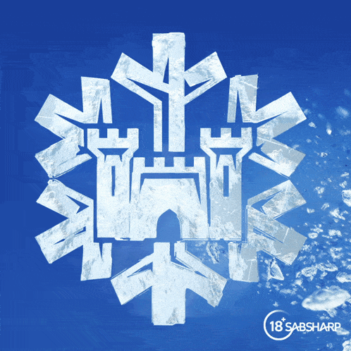 a snowflake with a castle inside of it and the words 18 sabsharp below it