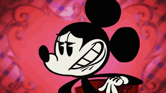 a cartoon of mickey mouse is holding a heart