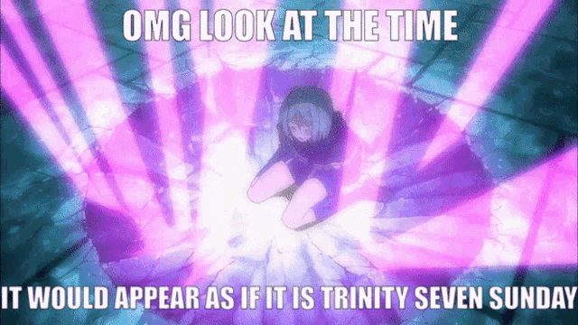omg look at the time it would appear as if it is trinity seven sunday with a purple background