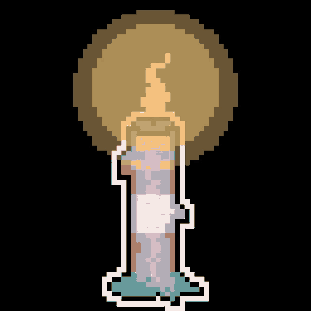 a pixel art drawing of a candle with a transgender flag on it .