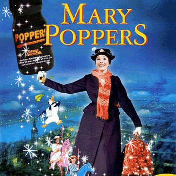 a poster for mary poppins shows a woman holding a popper
