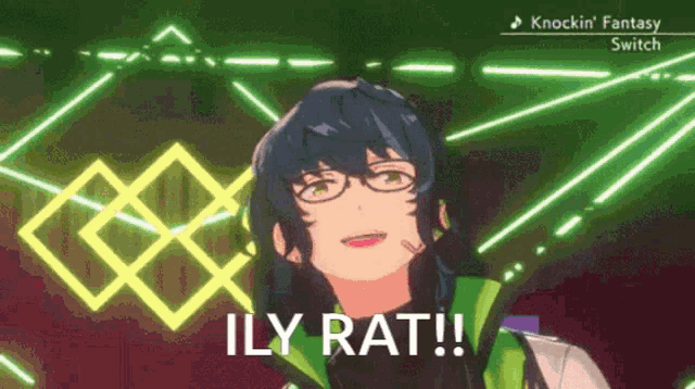 a cartoon character with glasses says ily rat !