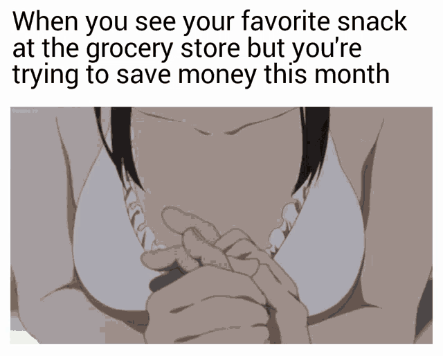when you see your favorite snack at the grocery store but you 're trying to save money this month ..