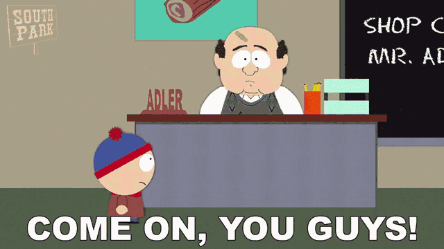 a south park cartoon shows stan and adler
