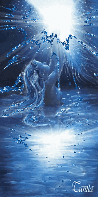 a painting of a woman in the water with the name camila