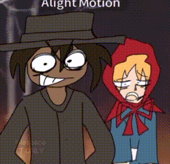 a cartoon of a man and a girl standing next to each other with a caption that says alight motion