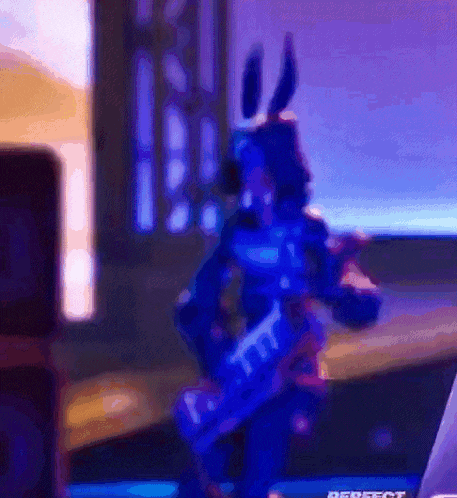 a video game character is playing a guitar and says perfect on the bottom