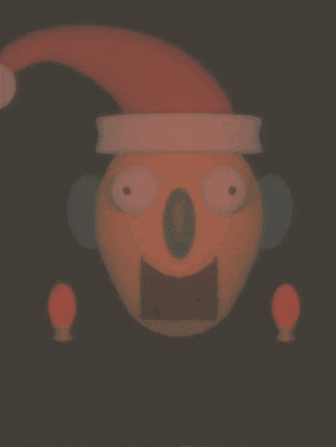 a cartoon character wearing a santa hat with a banner that says " merry christmas "