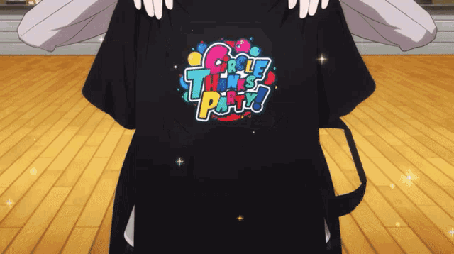a person is holding up a black shirt that says role playing party
