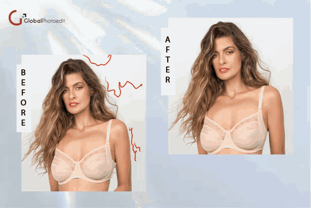 a before and after photo of a woman 's breast
