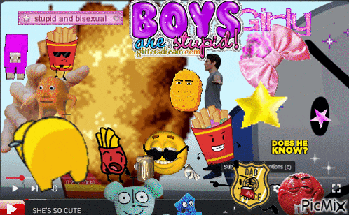 a video titled boys are stupid is being played
