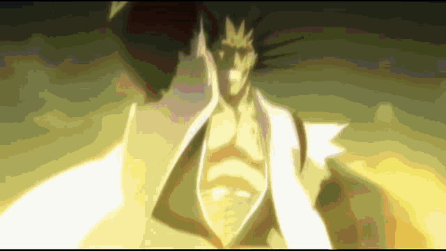 a man with a crown on his head stands in a dark room