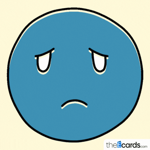 a blue circle with a sad face and the website theecards.com